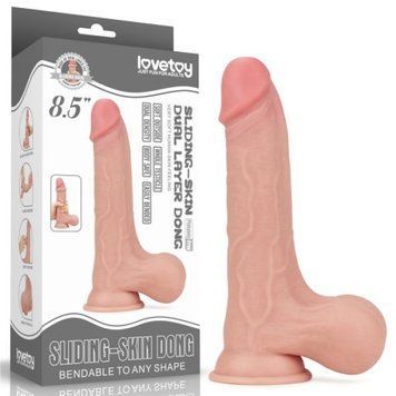 Фаллоимитатор реалистичный на присоске с мошонкой бежевый Lovetoy, Телесный - 1