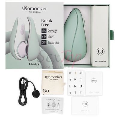 Вакуумний стимулятор клітора світло-зеленого кольору Womanizer Liberty 2 - фото товару 7