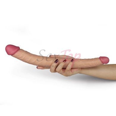 Двусторонний реалистичный фаллоимитатор телесного цвета Lovetoy &mdash;  фото товара 4