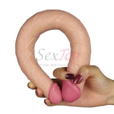 Двусторонний реалистичный фаллоимитатор телесного цвета Lovetoy &mdash;  фото товара 3