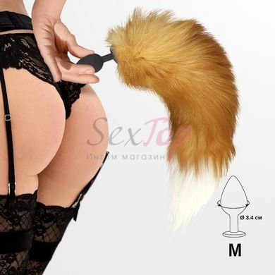 Силиконовая анальная пробка с хвостом из натурального меха Art of Sex size M Red Fox fox &mdash;  фото товара 5