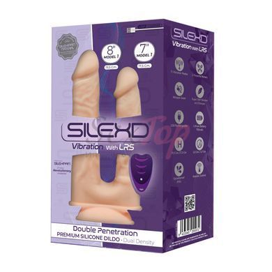 Двойной фаллоимитатор с вибрацией SilexD Double Gusto Vibro Flesh (Model 1 size 8" & 7") + LRS, диам &mdash;  фото товара 4