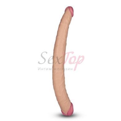 Двусторонний реалистичный фаллоимитатор телесного цвета Lovetoy &mdash;  фото товара 5
