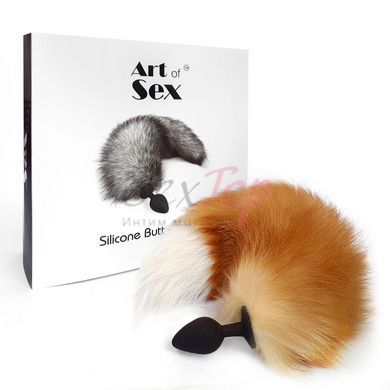 Силиконовая анальная пробка с хвостом из натурального меха Art of Sex size M Red Fox fox &mdash;  фото товара 6