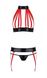 Комплект женского белья из ремешков Passion Aziza S/M, красный, бюстгальтер, пояс, стринги SO7639 фото 3