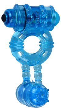 Эрекционное виброкольцо Alive Double Ding Ring Blue,  - 1