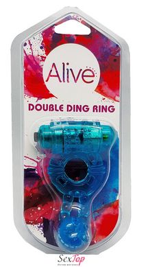 Эрекционное виброкольцо Alive Double Ding Ring Blue SO8690 фото