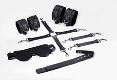 Набор для БДСМ 5 в 1 Feral Feelings BDSM Kit 5 Black, наручники, поножи, крестовина, маска, паддл SO8272 фото