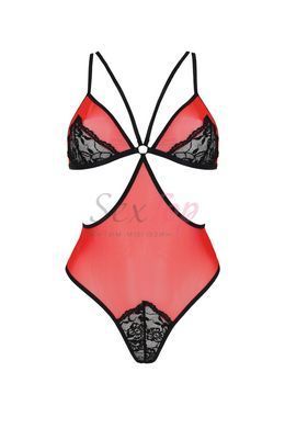Полупрозрачное боди с кружевом Passion PEONIA BODY XXL/XXXL red &mdash;  фото товара 3