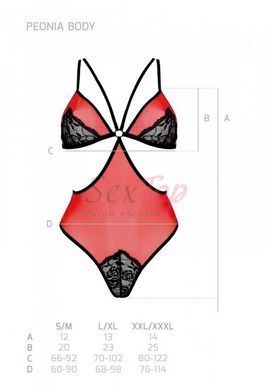 Полупрозрачное боди с кружевом Passion PEONIA BODY XXL/XXXL red &mdash;  фото товара 7