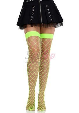 Чулки в крупную сетку Leg Avenue Fence Net Thigh Highs Neon Green, one size &mdash;  фото товара 4