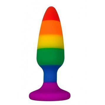 Силіконова анальна пробка Wooomy Hiperloo Silicone Rainbow Plug L, діаметр 3,9 см, довжина 13,1 см, Радуга - 1