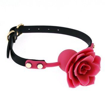 Кляп шарик силиконовый в виде розы красного цвета Bdsm4u Rose Ball, Розовый - 1