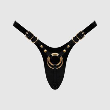 Трусики для страпона Strap-On-Me Leatherette Harness Fabulous - One Size - Black Glossy,  - 1