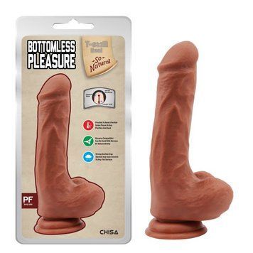 Фаллоимитатор реалистичный на присоске гелевый телесного цвета Chisa Bottomless Pleasure, Коричневый - 1