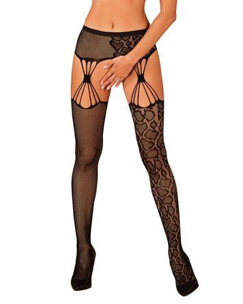 (SALE) Еротичні колготки-бодістокінг Obsessive Garter stockings S821 S/M/L, імітація панчіх і пояса для пан - фото товару 1