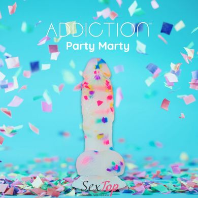 Фаллоимитатор с конфетти ADDICTION - PARTY MARTY 7.5″ - FROST & CONFETTI, 19 см, силикон SO4532 фото