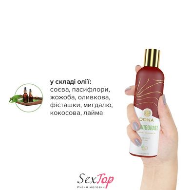 Натуральна масажна олія DONA Reinvigorate – Coconut & Lime (120 мл) з ефірними оліями SO2622 фото