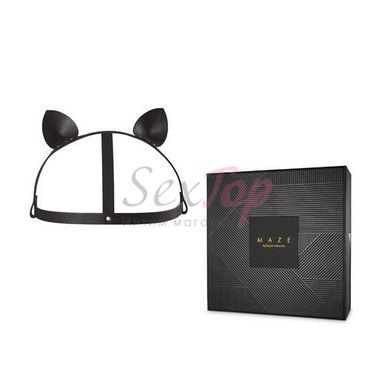 Маска кішечки Bijoux Indiscrets MAZE - Cat Ears Headpiece Black, екошкіра - фото товару 2