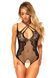 Тедди с открытым доступом Leg Avenue Net and lace crotchless teddy One size Black, шнуровка на спине &mdash; фото 3 из 4