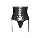 Пояс-корсет з екошкіри Celine Set black L/XL — Passion: шнурівка, знімні пажі для панчіх, стрінги SO6409 фото 5