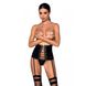 Пояс-корсет з екошкіри Celine Set black L/XL — Passion: шнурівка, знімні пажі для панчіх, стрінги SO6409 фото 1