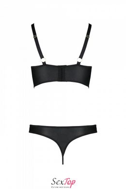 Комплект из эко-кожи с люверсами и ремешками Malwia Bikini black L/XL — Passion, бра и трусики SO5762 фото
