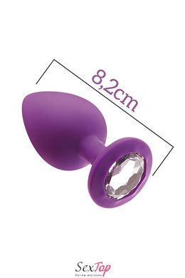 Анальна пробка з кристалом MAI Attraction Toys №48 Purple, довжина 8,2 см, діаметр 3,5 см SO4626 фото