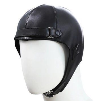 Маска на голову для БДСМ Leather Hood черного цвета, Черный - 1