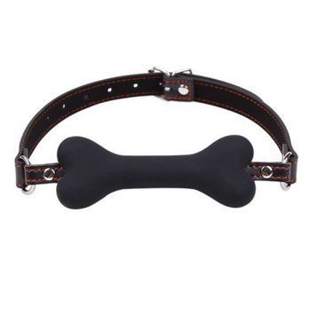 Кляп в рот с силиконовой подушечкой косточкой черного цвета Bdsm4u, Черный - 1