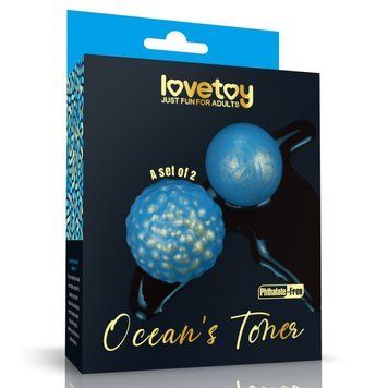 Вагинальные шарики круглой формы для тренировки мышц синего цвета Lovetoy 2 штуки, Синий - 1