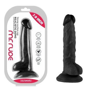 Фаллоимитатор реалистик на присоске Mr. Rude Realistic Dong Black 7.9 черный, Черный - 1