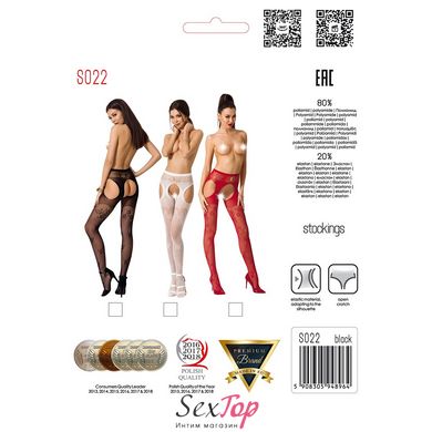 Сексуальні колготки-бодістокінги Passion S022 One Size, Red, імітація панчіх і пояса з гартерами PSS022R фото