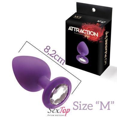 Анальна пробка з кристалом MAI Attraction Toys №48 Purple, довжина 8,2 см, діаметр 3,5 см SO4626 фото
