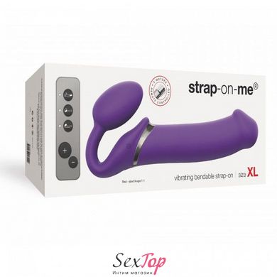 Безремінний страпон з вібрацією Strap-On-Me Vibrating Violet XL, діам. 4,5 см, пульт ДК, регульовани SO3827 фото