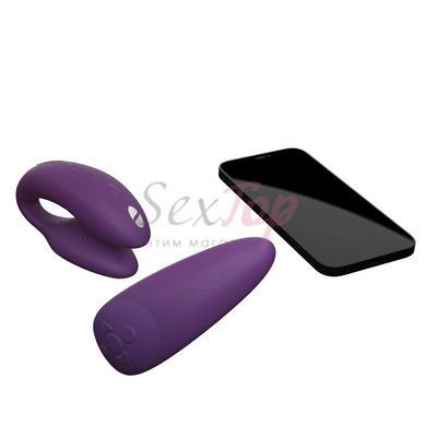 Смарт-вибратор для пар We-Vibe Chorus Purple, сенсорное управление вибрациями сжатием пульта &mdash;  фото товара 4