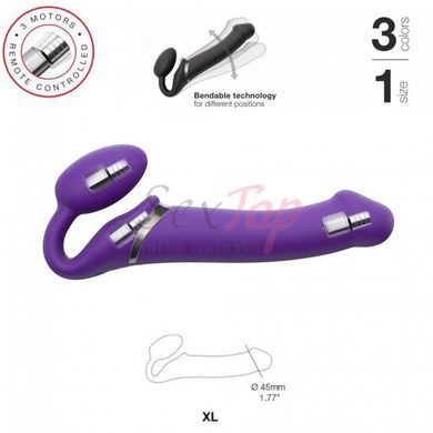 Безремневой страпон с вибрацией Strap-On-Me Vibrating Violet XL, диам. 4,5см, пульт ДУ, регулируемый &mdash;  фото товара 2