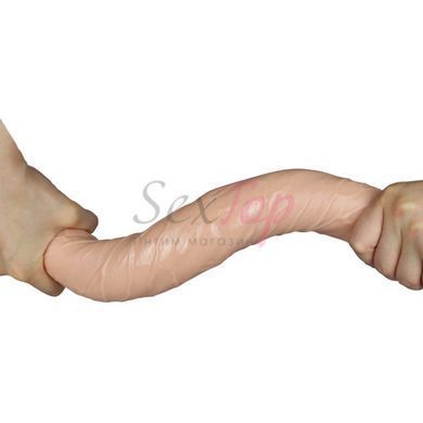 Двусторонний реалистичный фаллоимитатор телесного цвета Lovetoy King Size &mdash;  фото товара 4