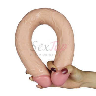 Двусторонний реалистичный фаллоимитатор телесного цвета Lovetoy King Size &mdash;  фото товара 6