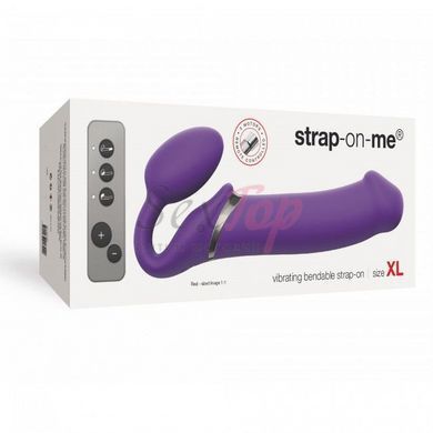 Безремневой страпон с вибрацией Strap-On-Me Vibrating Violet XL, диам. 4,5см, пульт ДУ, регулируемый &mdash;  фото товара 5