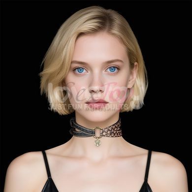 Чокер на шею с кулоном коричневого цвета Lovetoy Rebellion Reign TwinBand Collar &mdash;  фото товара 10