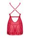 Прозора сорочка бебі-дол Obsessive Lacelove babydoll & thong XS/S Red, мереживо, стрінги SO8646 фото 4