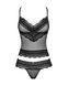 Напівпрозорий набір з прикрасами Obsessive Ivannes top & thong 2XL/3XL, чорний, топ та танга &mdash; фото 5 з 7