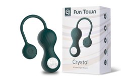 Вагінальні смарт-кульки з вібрацією Magic Motion Fun Town Crystal, з прозорою скляною кулею  Зелений 1