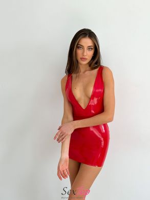 Лакированное платье с сексуальным декольте «Лучезарная Эмилия» D&A, XS/S, красное SO6758 фото