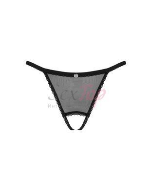 Прозорі стрінги з доступом Obsessive Celia Noir crotchless thong XL/2XL - фото товару 5