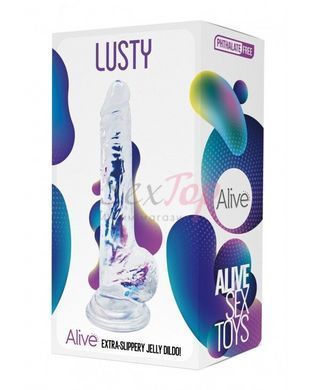 Прозрачный фаллоимитатор Alive Jelly Dildo Lusty, ТПЕ, присоска, диаметр 3,2см, длина 18см &mdash;  фото товара 2