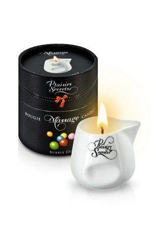Масажна свічка Plaisirs Secrets Bubble Gum (80 мл) подарункова упаковка, керамічний посуд - фото товару 1