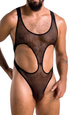 Мужское сетчатое боди Passion 040 Leon L/XL Black, сетка, резинки &mdash;  фото товара 1