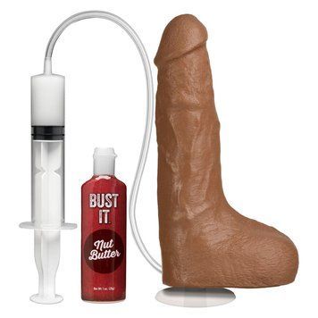 Кончающий фаллоимитатор Doc Johnson The Realistic Cock ULTRASKYN - Squirting 9,5 Inch Caramel,  - 1